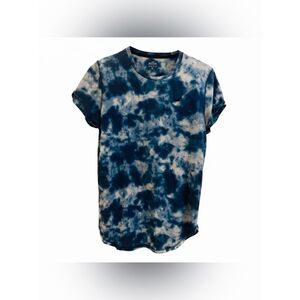 Hollister Shirt‎ Mens Small- Medium Hem Tie Dye Pattern Cuffed Short Sleeve Blue